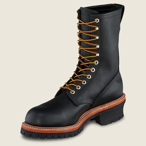 Red Wing Safety Boots Black - Mens Loggermax - 9-inch Toe - Made To Order - 9763-QLDUV